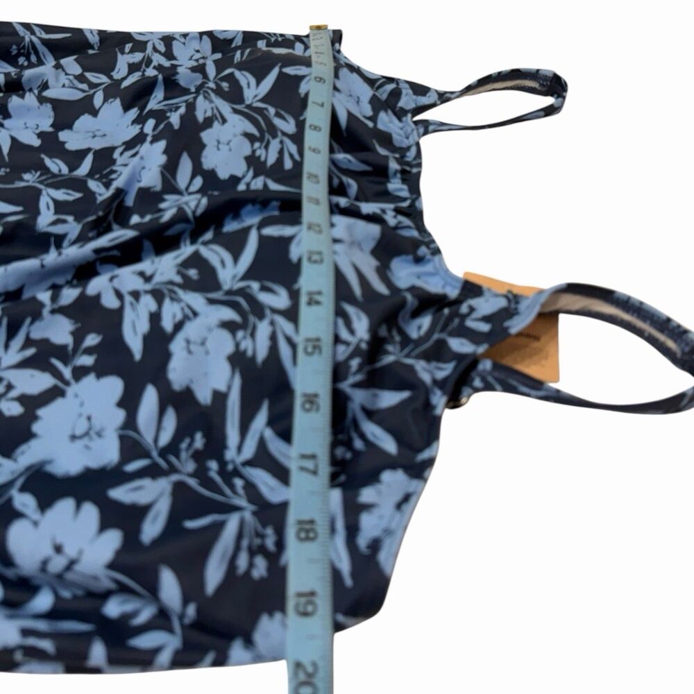 Plus Size Swim Romper 18 20 Blue Floral Pockets Lined Beach Vacation Swimsuit - Picture 5 of 16